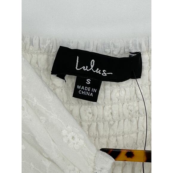 Lulus NWT Sunny Day Stunner White Eyelet Babydoll Dress S Cottagecore Graduation - Picture 5 of 10